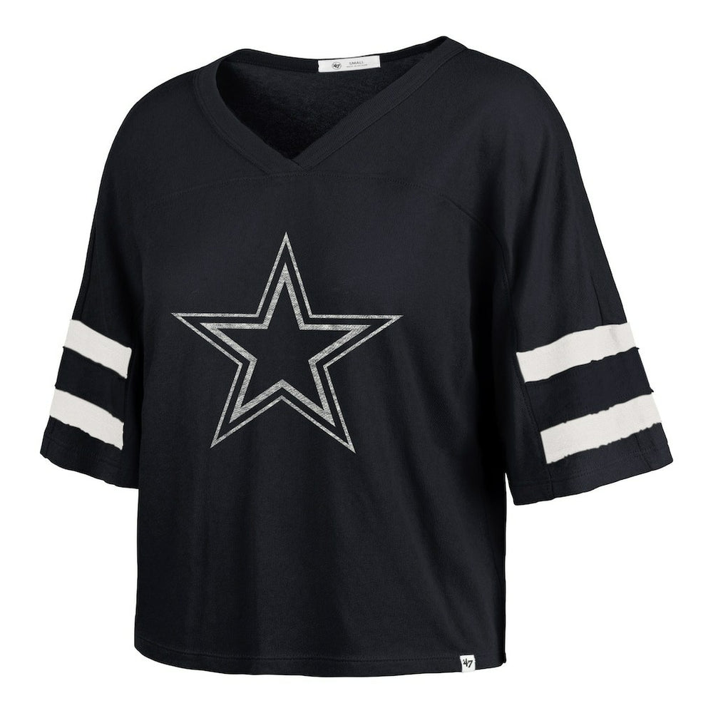 47 brand Dallas Cowboys '47 Women's Premier Scout Cropped V-Neck T-Shirt Navy