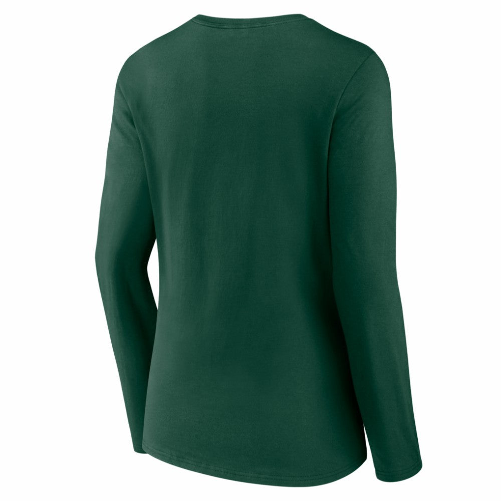 Athletics Women's Logo Long Sleeve V-Neck T-Shirt - Green - MLB Sale