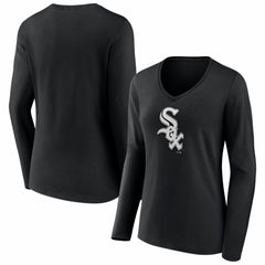 Chicago White Sox Women's Logo Long Sleeve V-Neck T-Shirt - Black - MLB Online