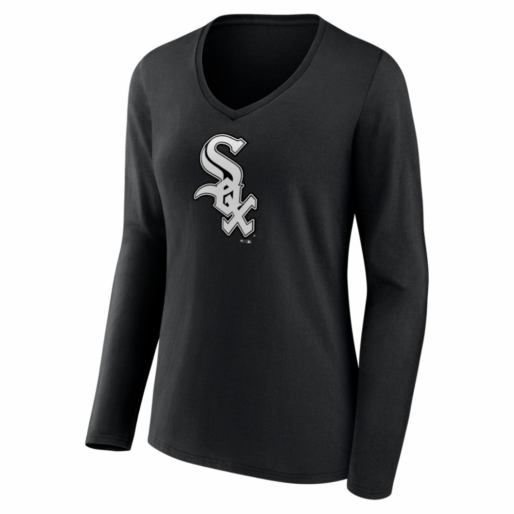 Chicago White Sox Women's Logo Long Sleeve V-Neck T-Shirt - Black - MLB Online