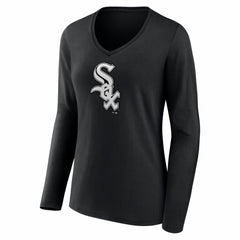 Chicago White Sox Women's Logo Long Sleeve V-Neck T-Shirt - Black - MLB Online
