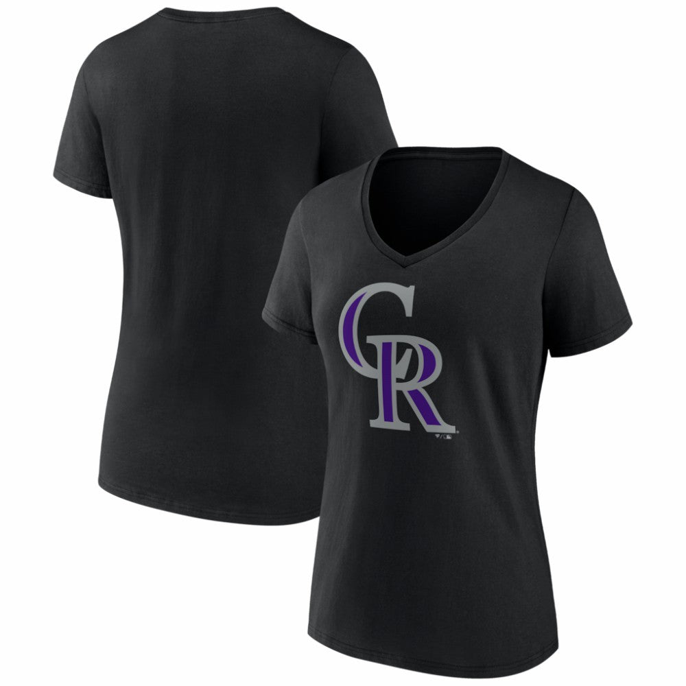 Colorado Rockies Women's Logo V-Neck T-Shirt - Black - MLB on Sale