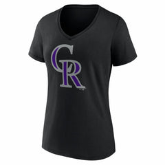 Colorado Rockies Women's Logo V-Neck T-Shirt - Black - MLB on Sale