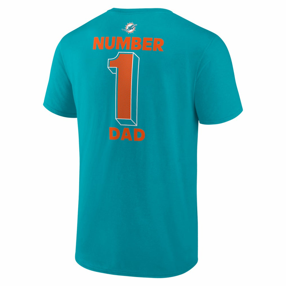 Miami Dolphins #1 Dad Jersey T-Shirt Aqua