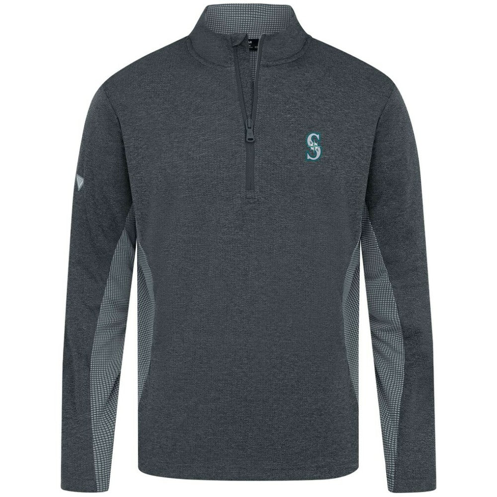 Seattle Mariners Levelwear Waffle Insignia 2.0 Quarter-Zip Pullover - Heather Black - MLB Discount