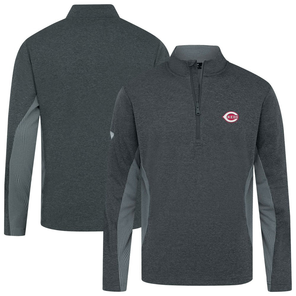 Cincinnati Reds Levelwear Waffle Insignia 2.0 Quarter-Zip Pullover - Heather Black - MLB Online