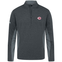 Cincinnati Reds Levelwear Waffle Insignia 2.0 Quarter-Zip Pullover - Heather Black - MLB Online
