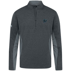 Miami Marlins Levelwear Waffle Insignia 2.0 Quarter-Zip Pullover - Heather Black - MLB Discount