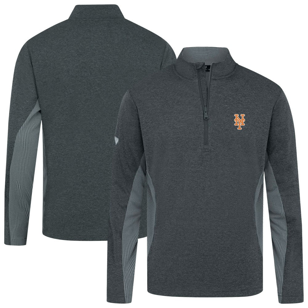 New York Mets Levelwear Waffle Insignia 2.0 Quarter-Zip Pullover - Heather Black - MLB Discount
