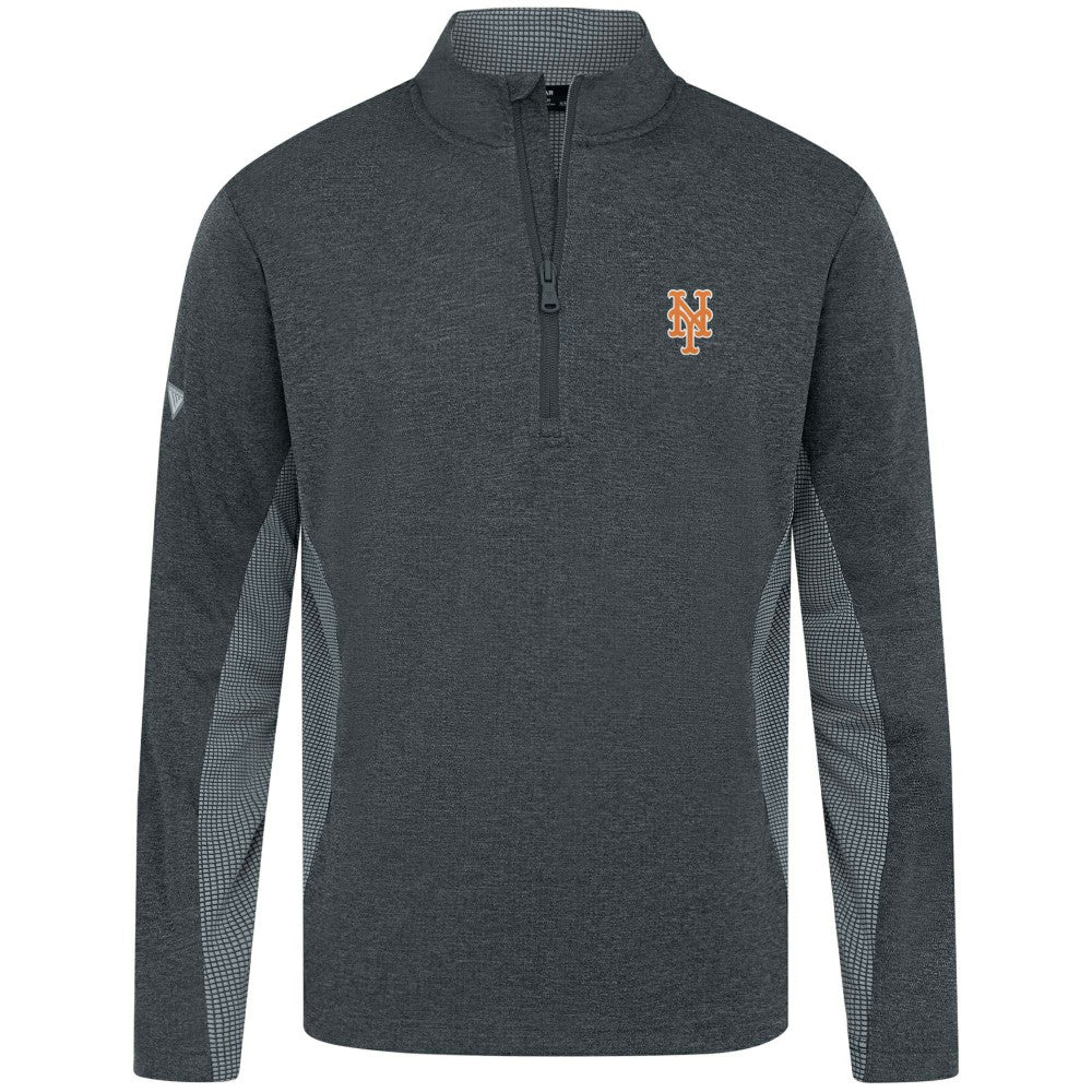 New York Mets Levelwear Waffle Insignia 2.0 Quarter-Zip Pullover - Heather Black - MLB Discount