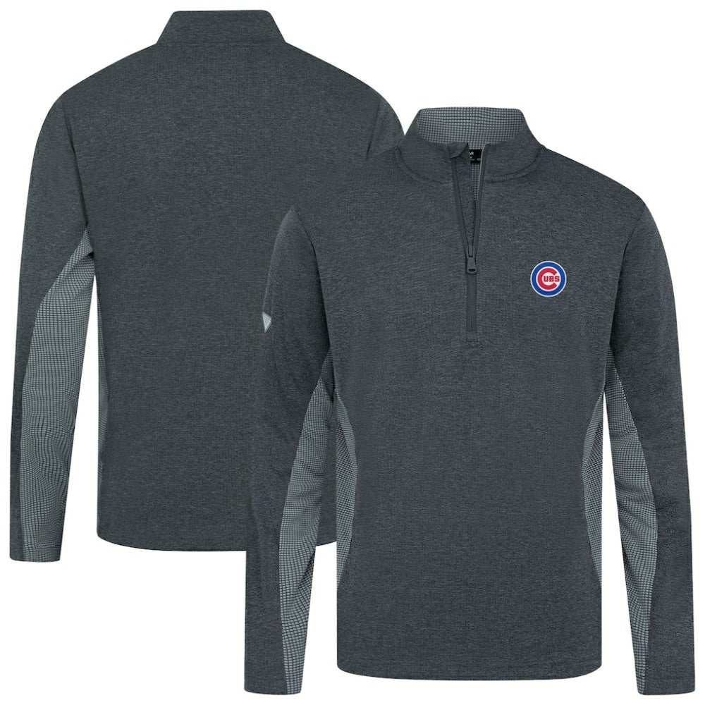 Chicago Cubs Levelwear Waffle Insignia 2.0 Quarter-Zip Pullover - Heather Black - MLB Lifestyle