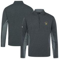 Milwaukee Brewers Levelwear Waffle Insignia 2.0 Quarter-Zip Pullover - Heather Black - MLB Lifestyle