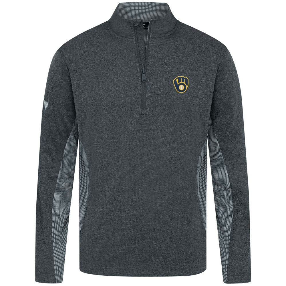 Milwaukee Brewers Levelwear Waffle Insignia 2.0 Quarter-Zip Pullover - Heather Black - MLB Lifestyle
