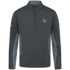 Milwaukee Brewers Levelwear Waffle Insignia 2.0 Quarter-Zip Pullover - Heather Black - MLB Lifestyle