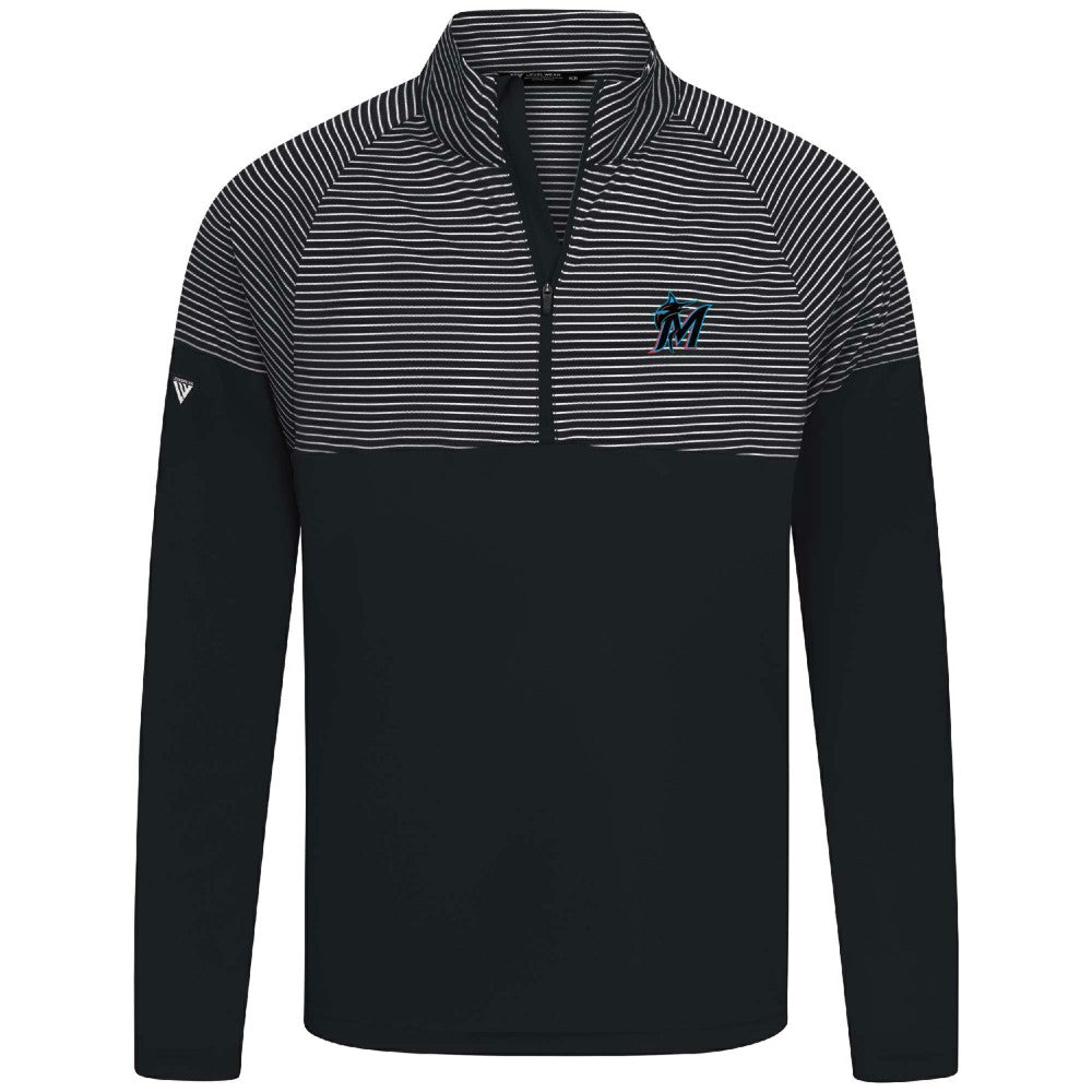 Miami Marlins Levelwear Classic Stripes Insignia 2.0 Pullover - Black - MLB Lifestyle