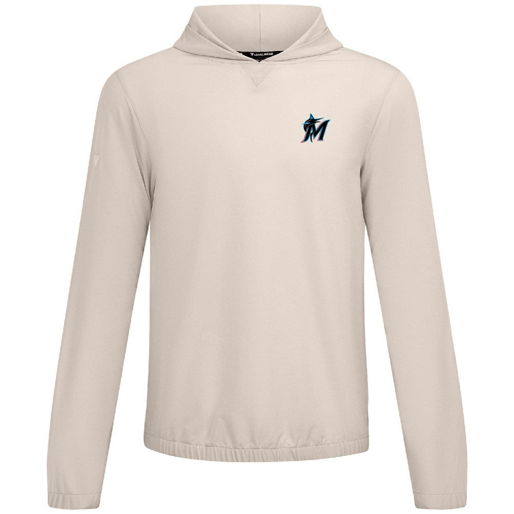 Miami Marlins Levelwear Action Insignia 2.0 Pullover Hoodie - Khaki - MLB on Sale