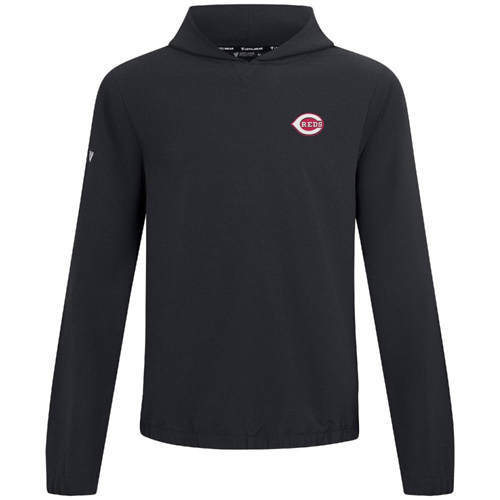 Cincinnati Reds Levelwear Action Insignia 2.0 Pullover Hoodie - Black - MLB Lifestyle