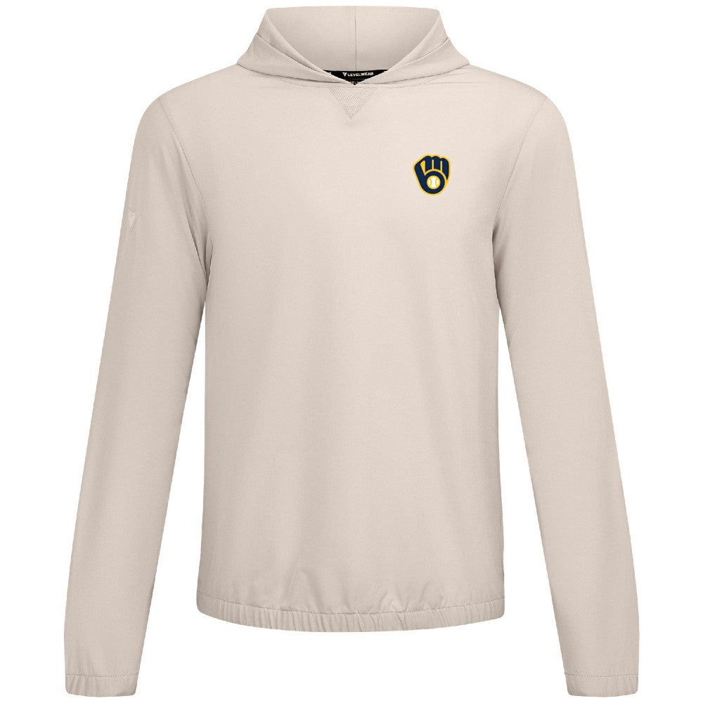 Milwaukee Brewers Levelwear Action Insignia 2.0 Pullover Hoodie - Khaki - MLB Discount