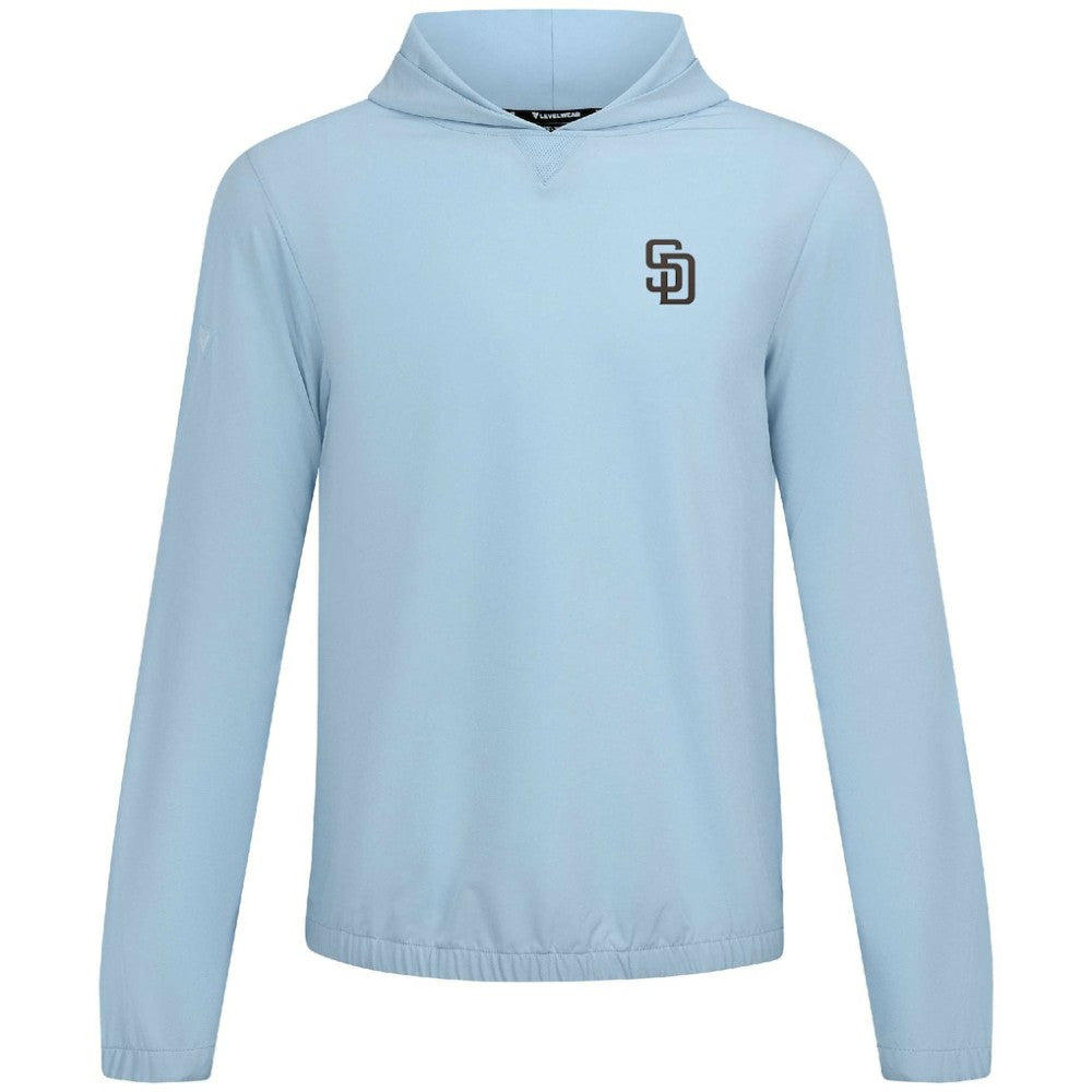 San Diego Padres Levelwear Action Insignia 2.0 Pullover Hoodie - Light Blue - MLB Online