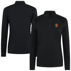 San Francisco Giants Levelwear Women's Power Insignia 2.0 Quarter-Zip Pullover Top - Black - MLB Lifestyle