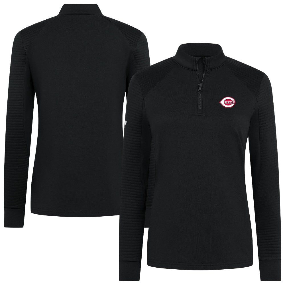 Cincinnati Reds Levelwear Women's Power Insignia 2.0 Quarter-Zip Pullover Top - Black - MLB Lifestyle