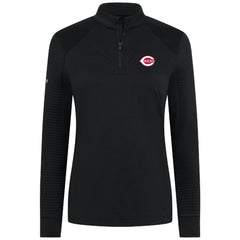 Cincinnati Reds Levelwear Women's Power Insignia 2.0 Quarter-Zip Pullover Top - Black - MLB Lifestyle