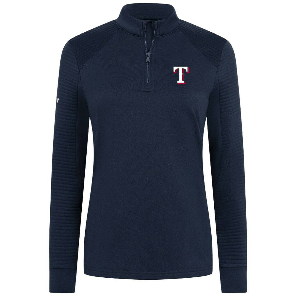 Texas Rangers Levelwear Women's Power Insignia 2.0 Quarter-Zip Pullover Top - Navy - MLB Lifestyle