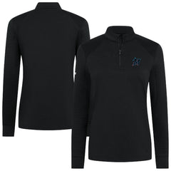Miami Marlins Levelwear Women's Power Insignia 2.0 Quarter-Zip Pullover Top - Black - MLB on Sale