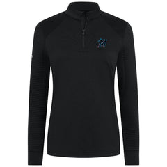 Miami Marlins Levelwear Women's Power Insignia 2.0 Quarter-Zip Pullover Top - Black - MLB on Sale