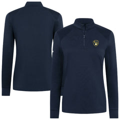 Milwaukee Brewers Levelwear Women's Power Insignia 2.0 Quarter-Zip Pullover Top - Navy - MLB on Sale