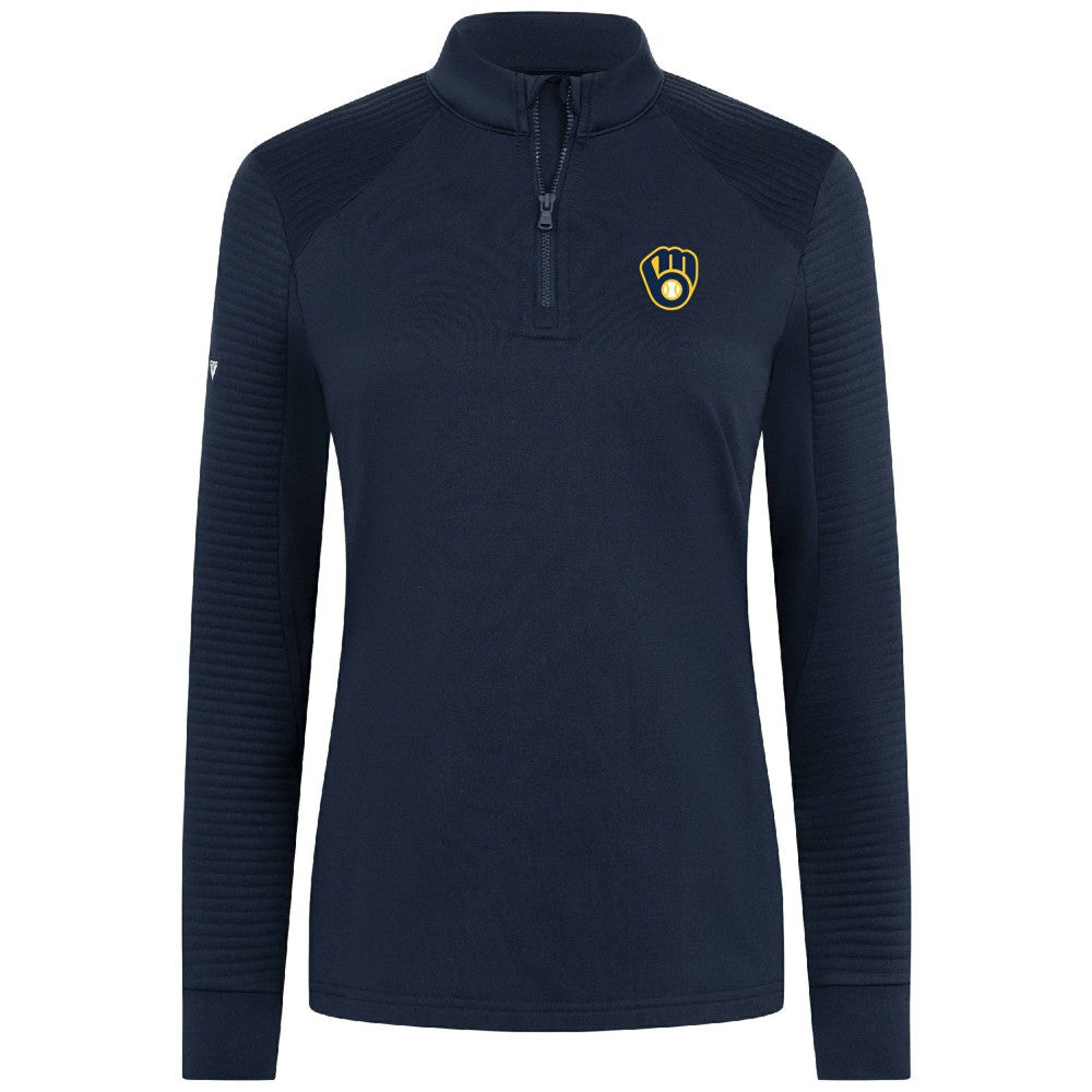 Milwaukee Brewers Levelwear Women's Power Insignia 2.0 Quarter-Zip Pullover Top - Navy - MLB on Sale