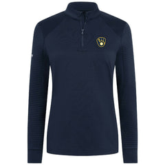 Milwaukee Brewers Levelwear Women's Power Insignia 2.0 Quarter-Zip Pullover Top - Navy - MLB on Sale
