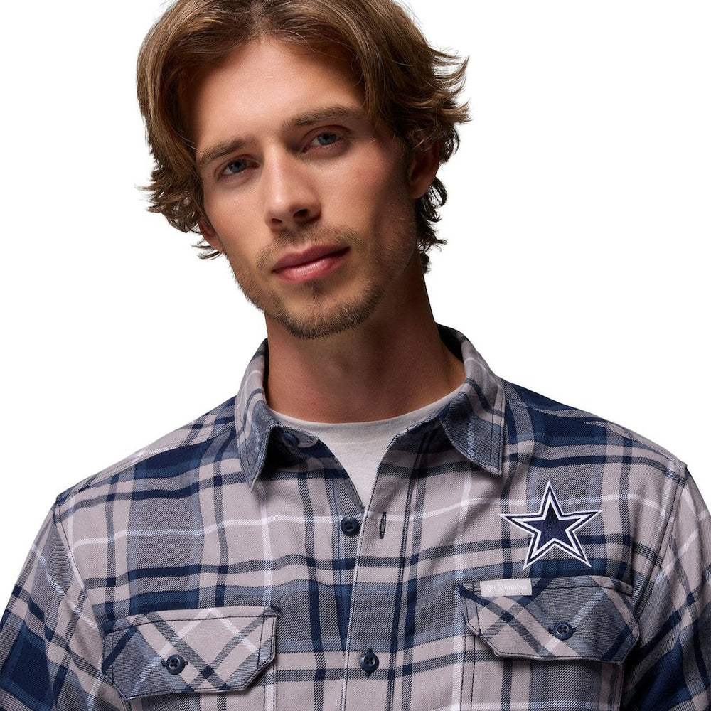Columbia Dallas Cowboys Flare Gun Long-Sleeve Button-Up Flannel Shirt Navy