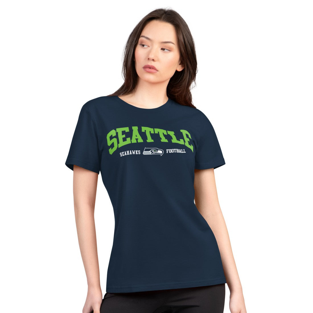Seattle Seahawks G-III 4Her by Carl Banks Women's Super-Slim Lightweight Winning Crew T-Shirt Navy