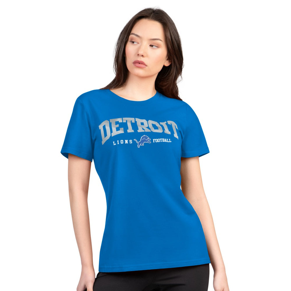 Detroit Lions G-III 4Her by Carl Banks Women's Super-Slim Lightweight Winning Crew T-Shirt Blue