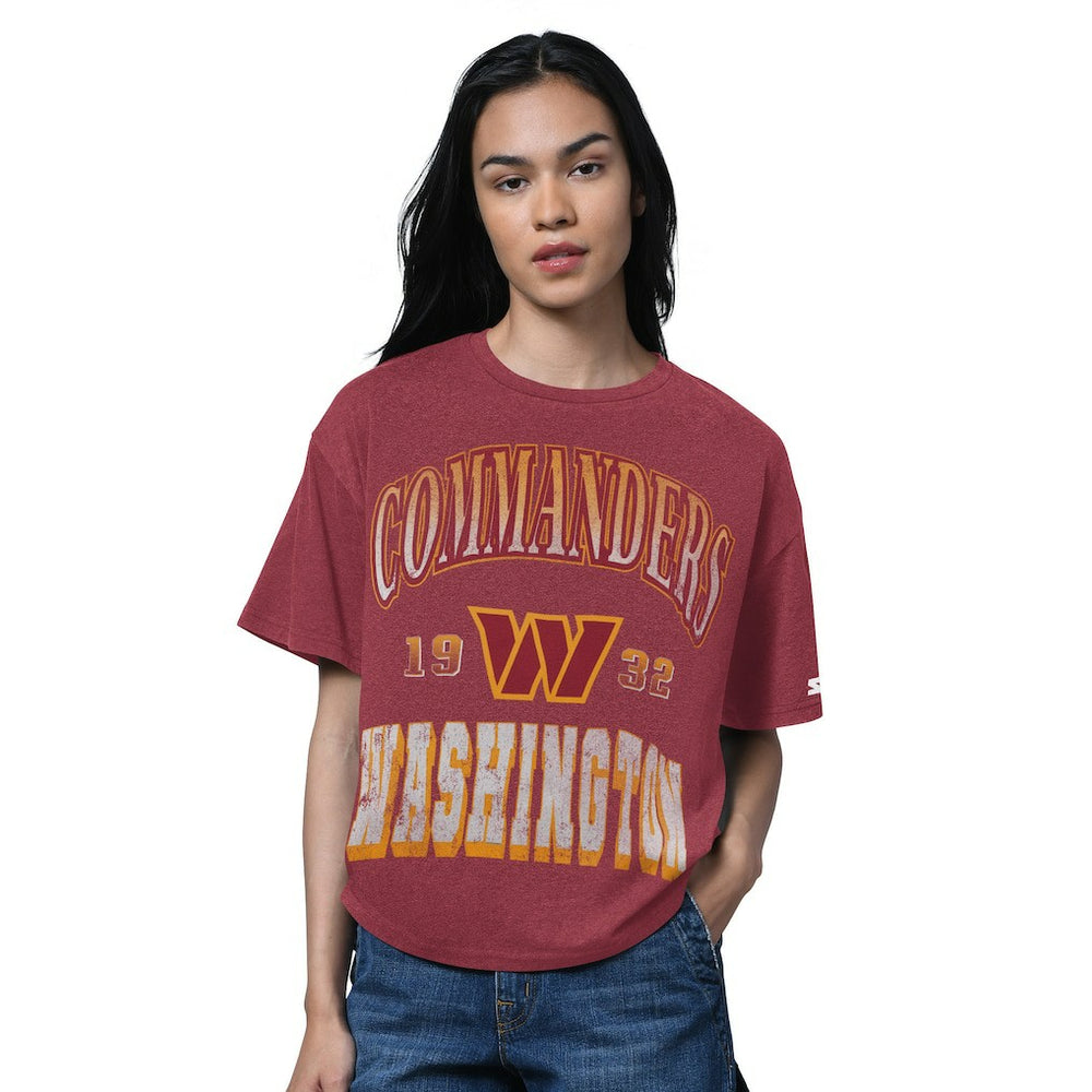 Washington Commanders Starter Women's Oversized Hall of Fame T-Shirt Heather Burgundy