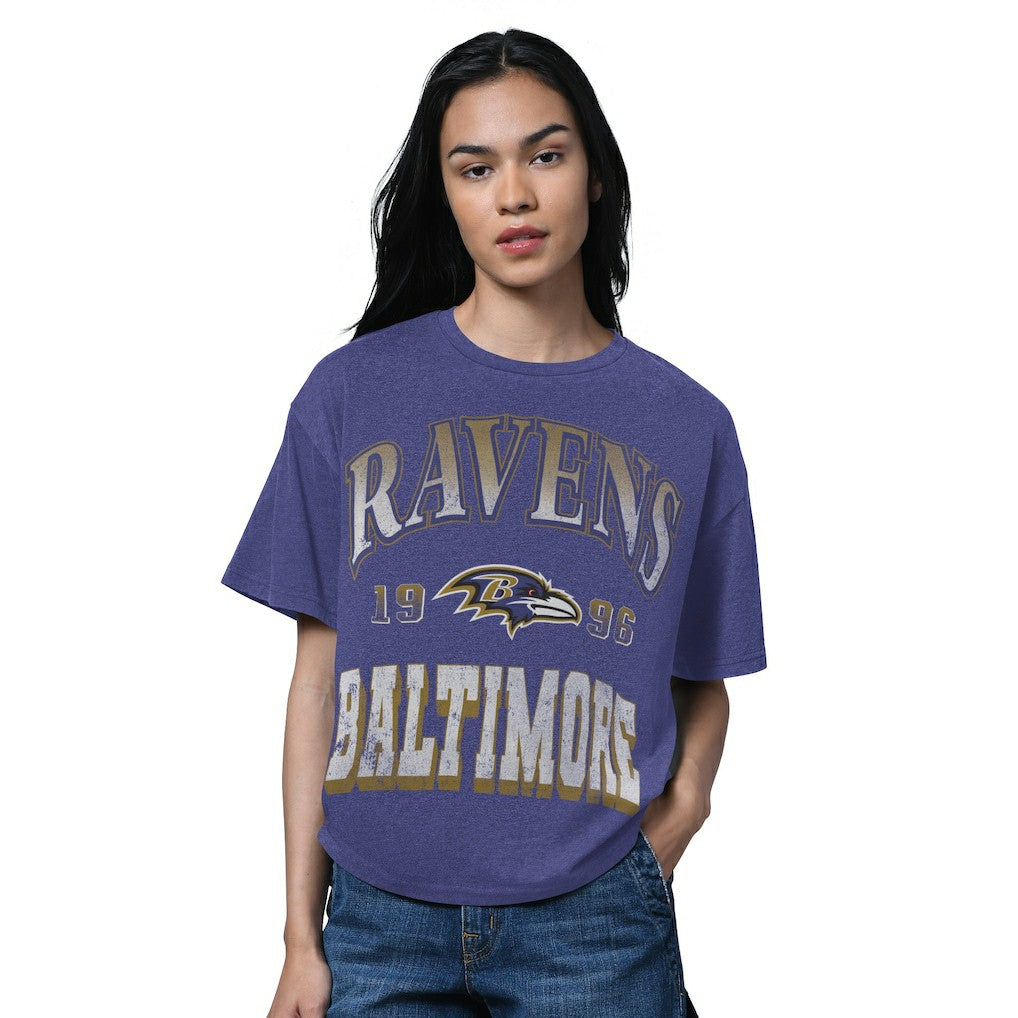 Baltimore Ravens Starter Women's Oversized Hall of Fame T-Shirt Heather Purple