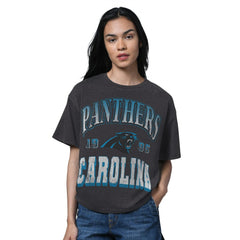Carolina Panthers Starter Women's Oversized Hall of Fame T-Shirt Heather Black