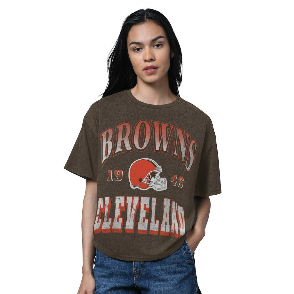 Cleveland Browns Starter Women's Oversized Hall of Fame T-Shirt Heather Brown