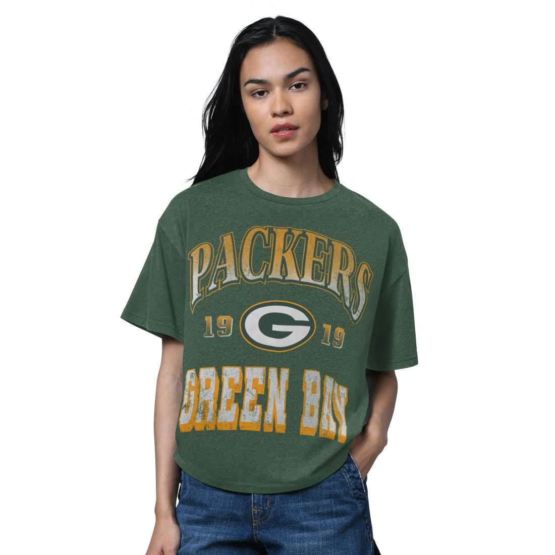 Green Bay Packers Starter Women's Oversized Hall of Fame T-Shirt Heather Green