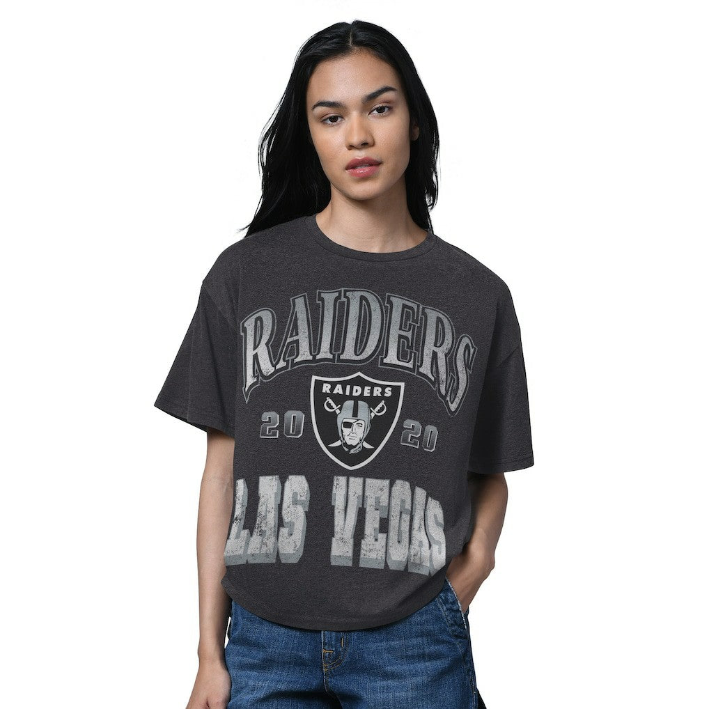 Las Vegas Raiders Starter Women's Oversized Hall of Fame T-Shirt Heather Black