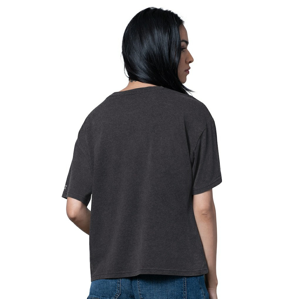 Las Vegas Raiders Starter Women's Oversized Hall of Fame T-Shirt Heather Black
