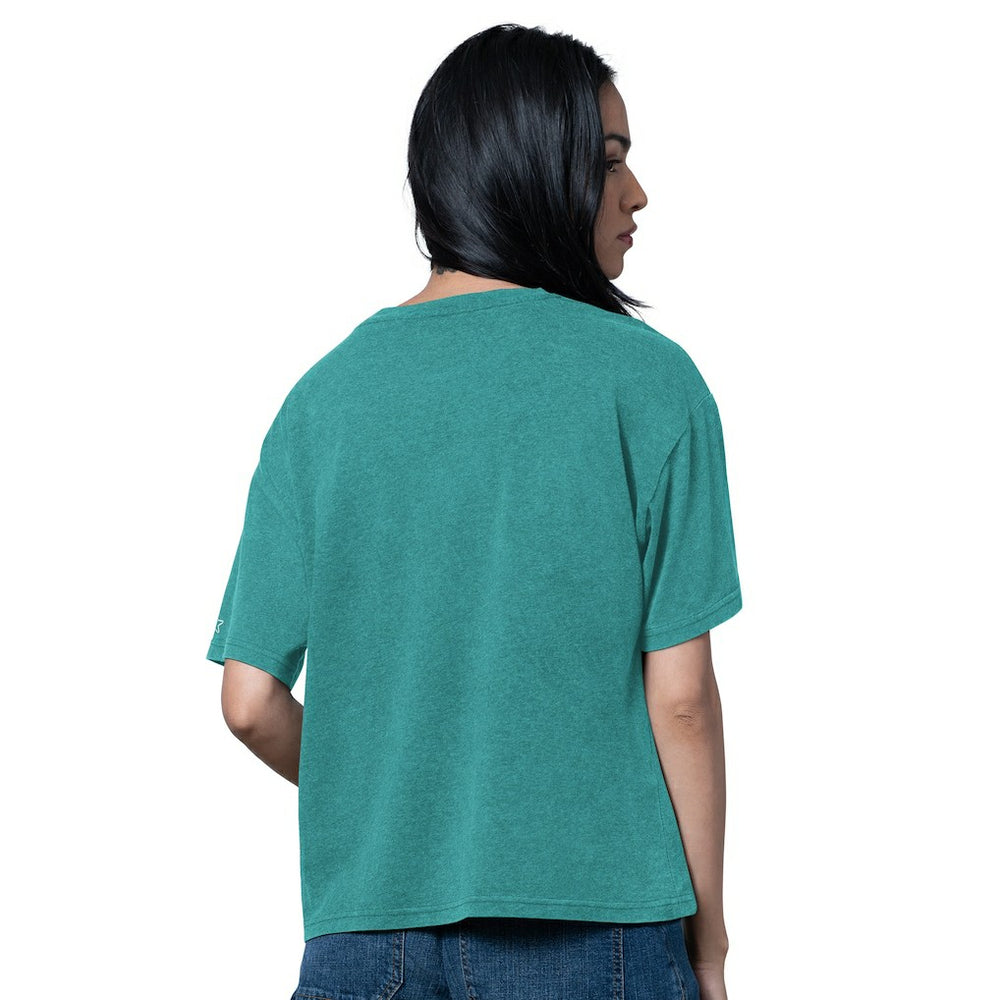 Miami Dolphins Starter Women's Oversized Hall of Fame T-Shirt Heather Aqua