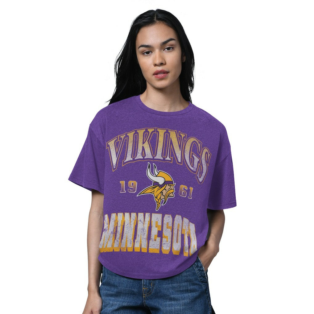 Minnesota Vikings Starter Women's Oversized Hall of Fame T-Shirt Heather Purple