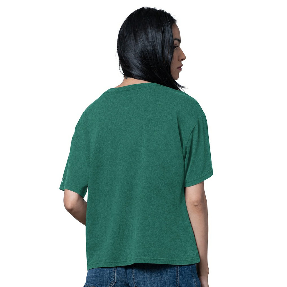New York Jets Starter Women's Oversized Hall of Fame T-Shirt Heather Green