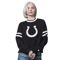 Indianapolis Colts Starter Women's Rally Drop Shoulder Cropped Sweatshirt Black