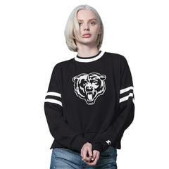 Chicago Bears Starter Women's Rally Drop Shoulder Cropped Sweatshirt Black