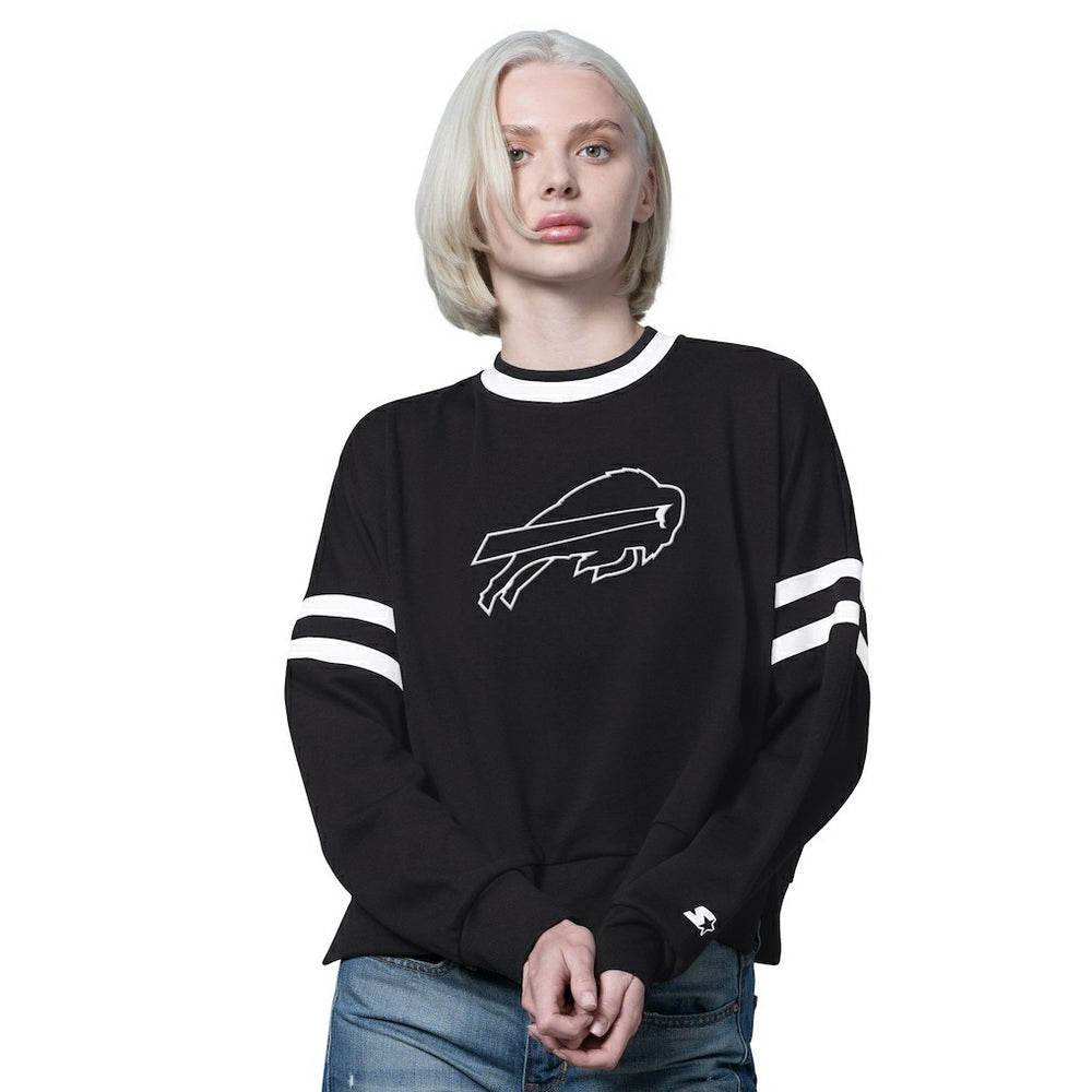 Buffalo Bills Starter Women's Rally Drop Shoulder Cropped Sweatshirt Black