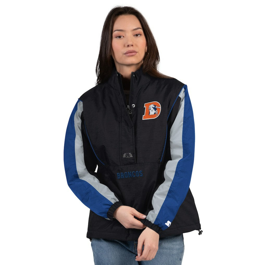 Denver Broncos Starter Women's Thursday Night Gridiron Half-Zip Jacket Black/Navy