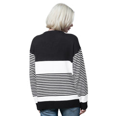 Green Bay Packers Starter Women's No Huddle Striped V-Neck Sweater Black